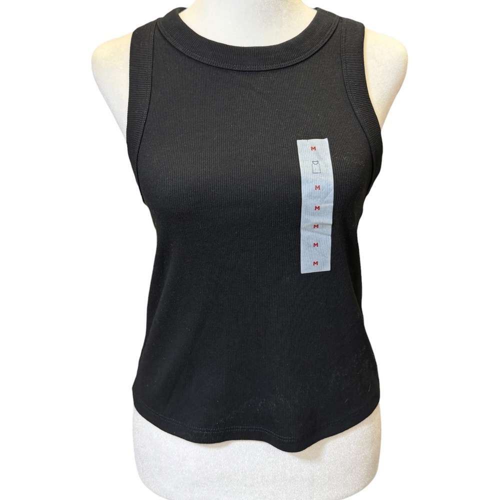 Old Navy Womens Black Rib-Knit Muscle Tank Top Size Medium NWT
